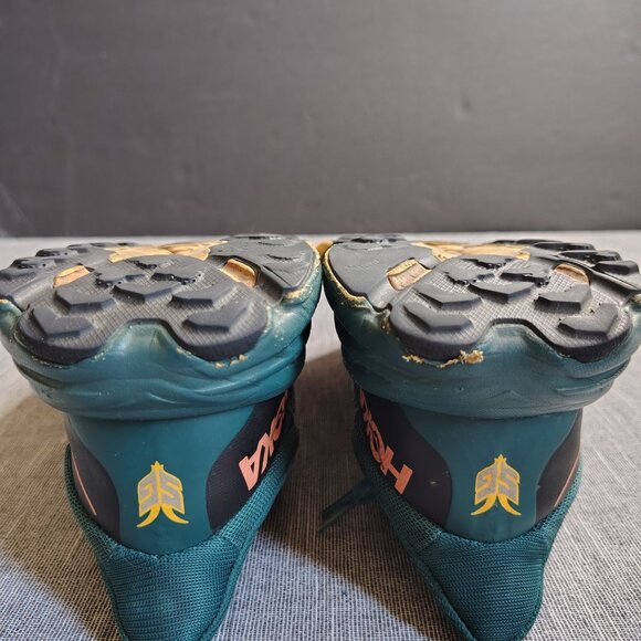 Hoka One One Teal and Yellow Athletic Shoes - Picture 9 of 11
